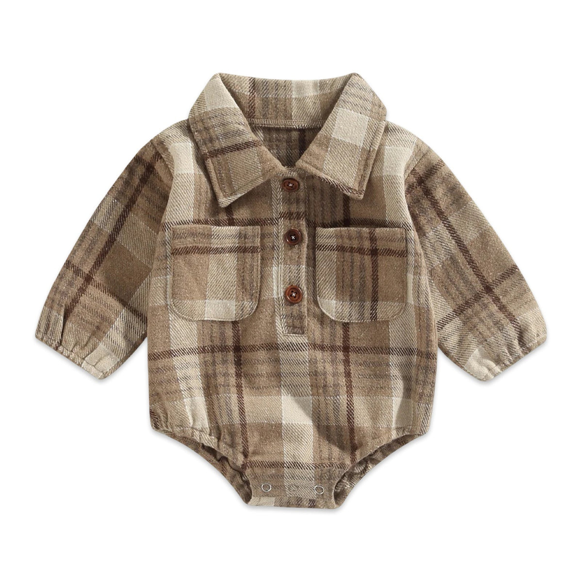 Baby Neutral Plaid Long Sleeve Romper  baby clothing YAG Boutique