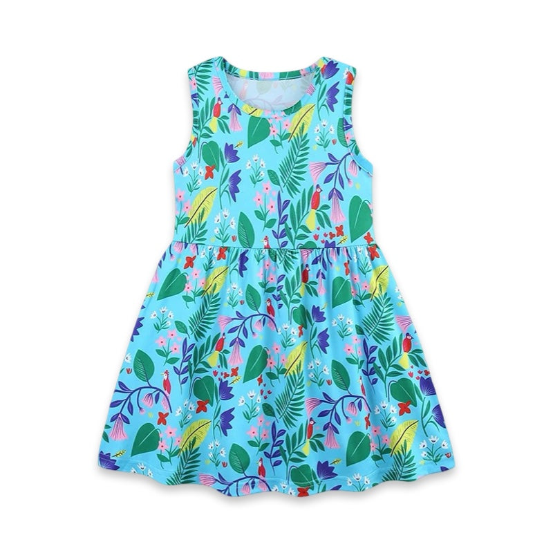 Girls Tropical Garden Sleeveless Dress  girls clothing YAG Boutique