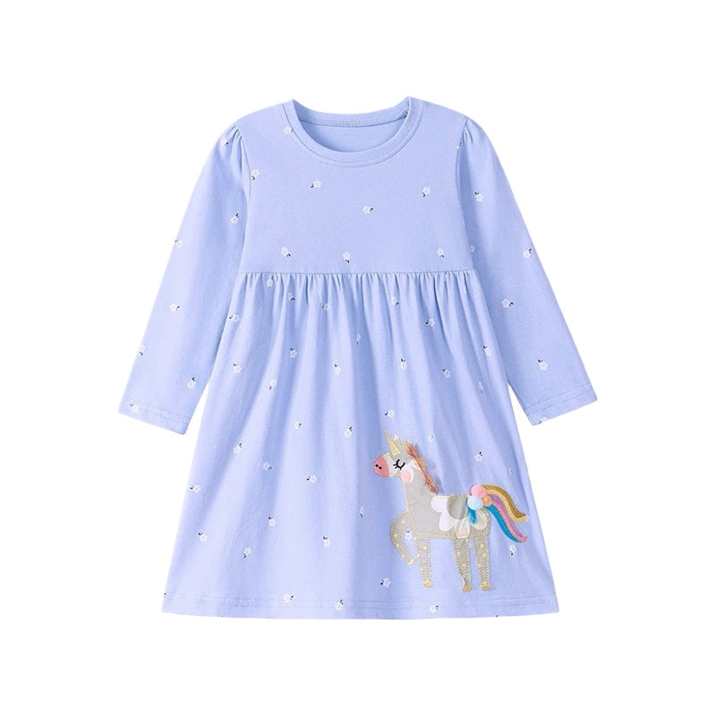 Girls Unicorn Long Sleeve Dress  girls clothing YAG Boutique