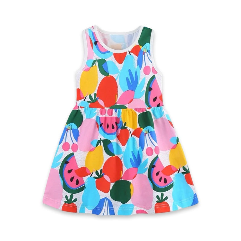 Girls Colourful Fruit Print Summer Dress  girls clothing YAG Boutique