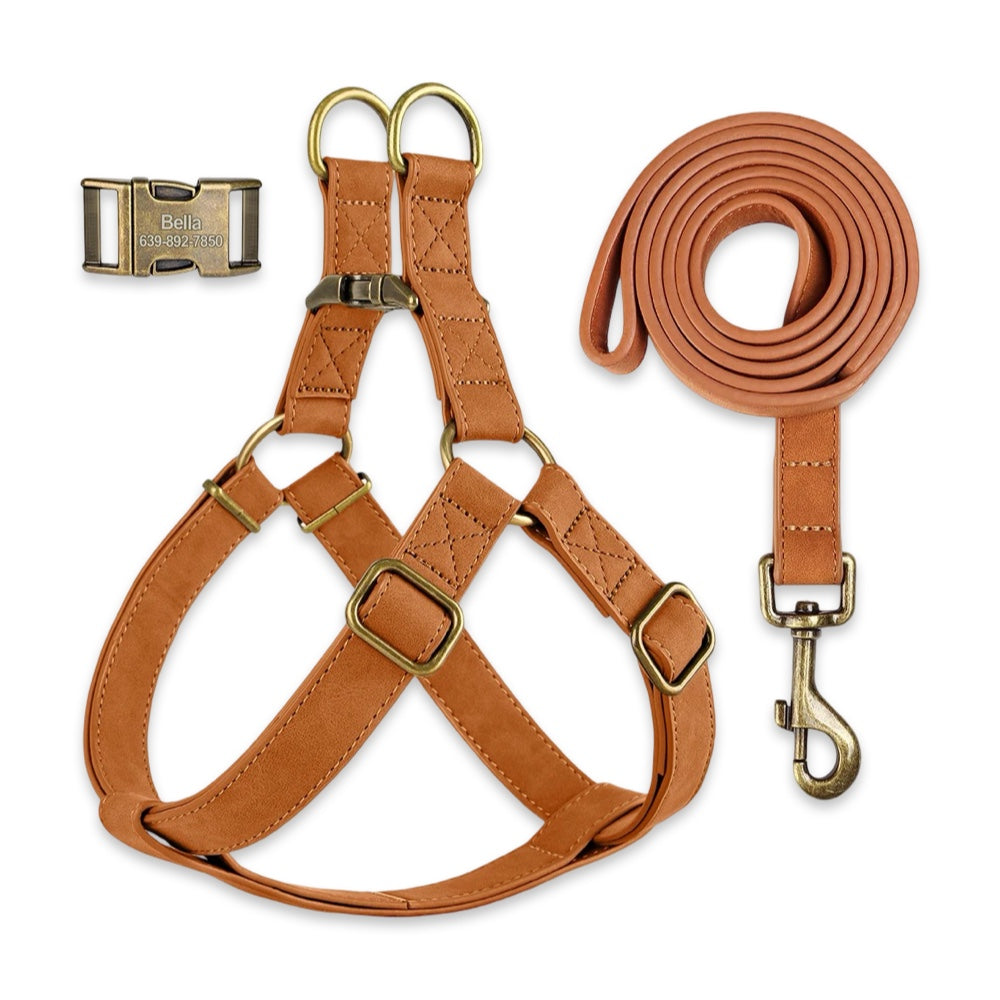 Personalised Dog Harness & Leash Set with Engraved ID Buckle  pet accessories YAG Boutique