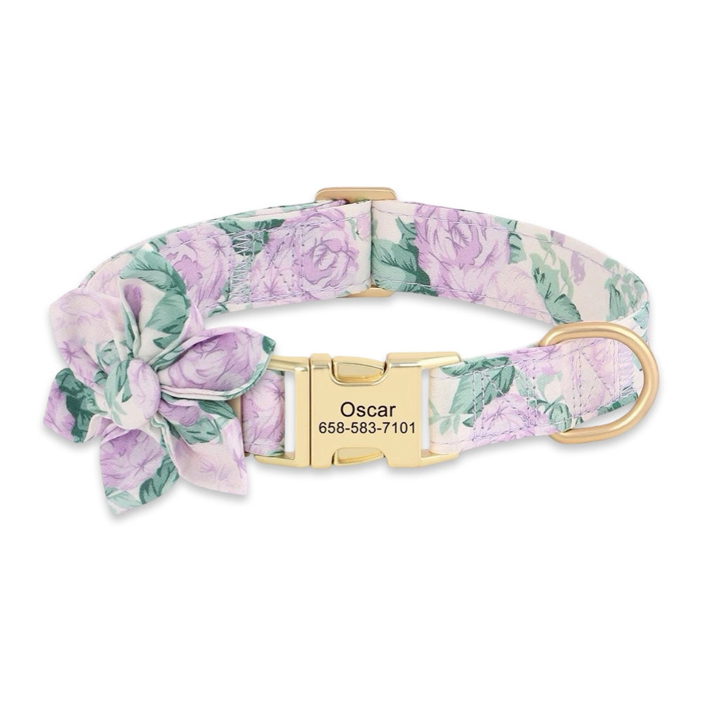 Personalised Floral Dog Collar  pet accessories YAG Boutique