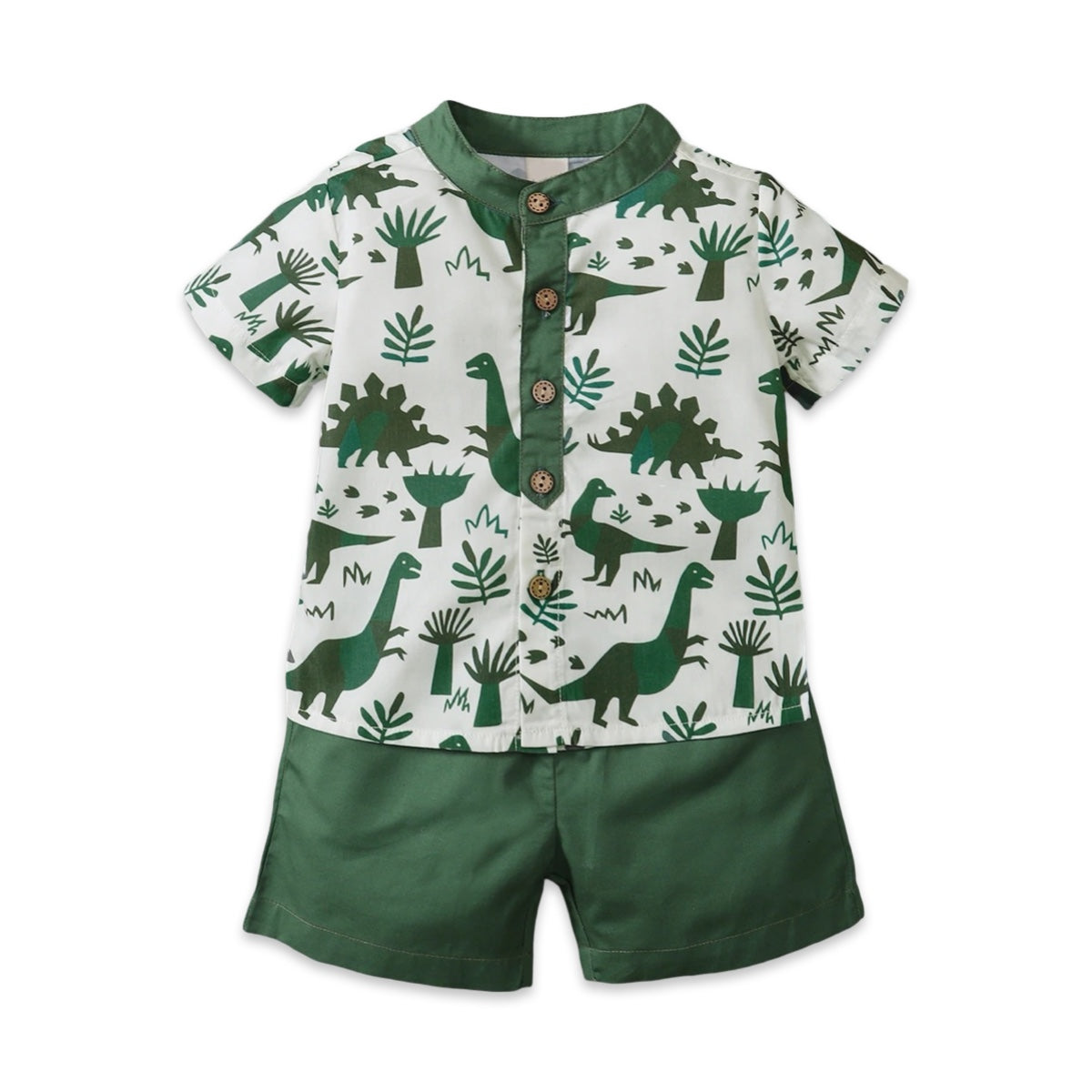 Boys Green Dinosaur Summer Outfit Set  kids clothing YAG Boutique