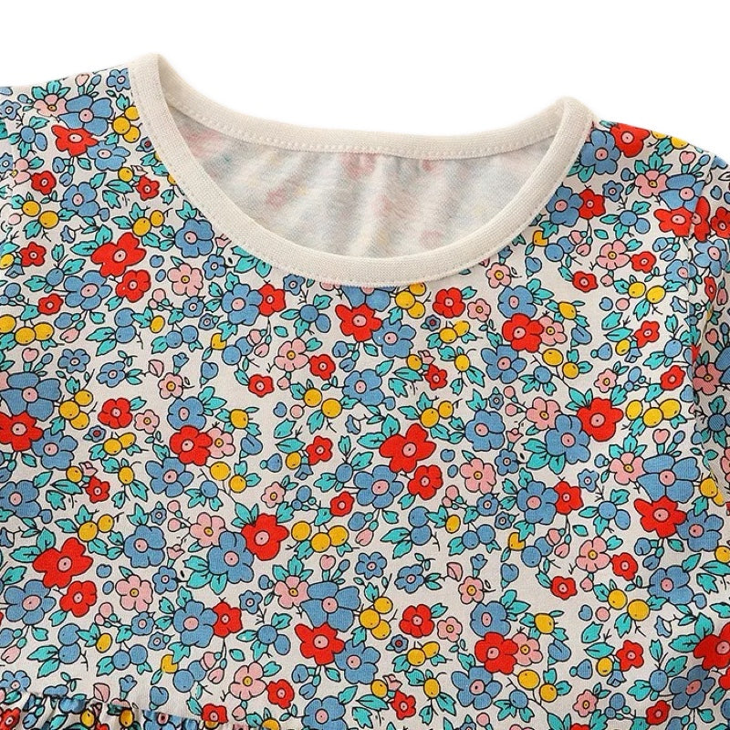 Color Bloom Long Sleeve Girls Floral Dress  girls clothing YAG Boutique