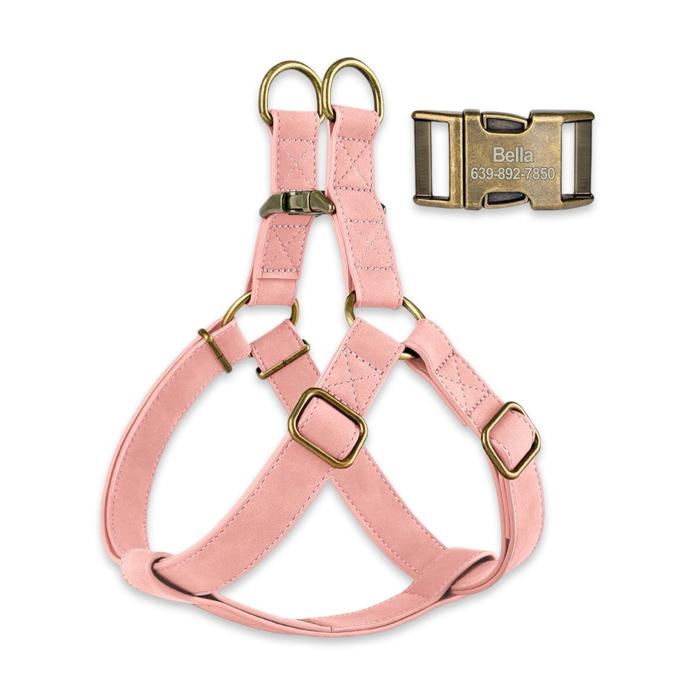 Personalised Dog Harness & Leash Set with Engraved ID Buckle  pet accessories YAG Boutique