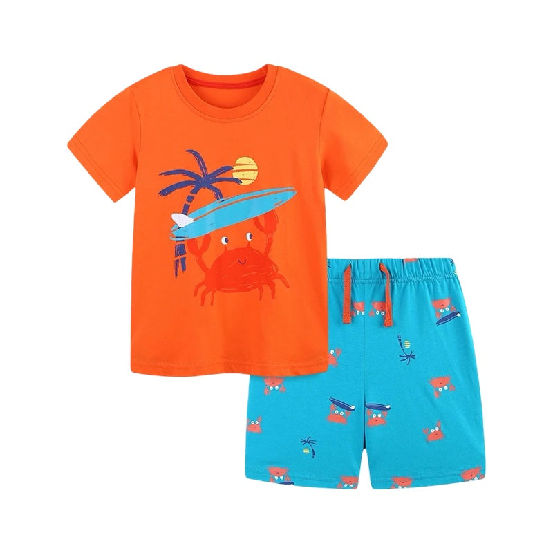 Kids Summer Crab T-Shirt & Shorts Set  kids clothing YAG Boutique