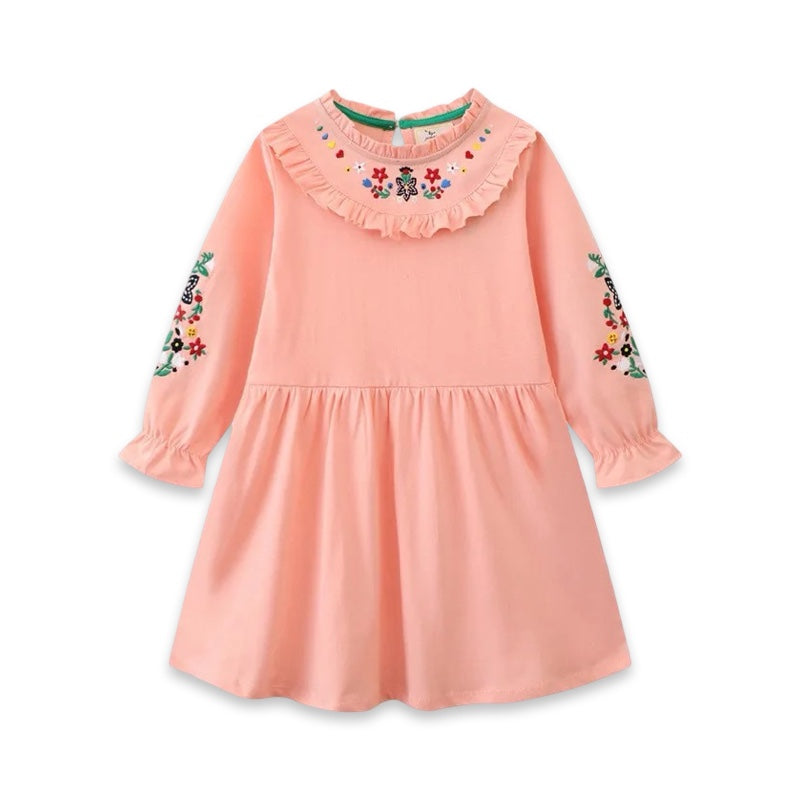 Girls Embroidered Long Sleeve Dress  girls clothing YAG Boutique