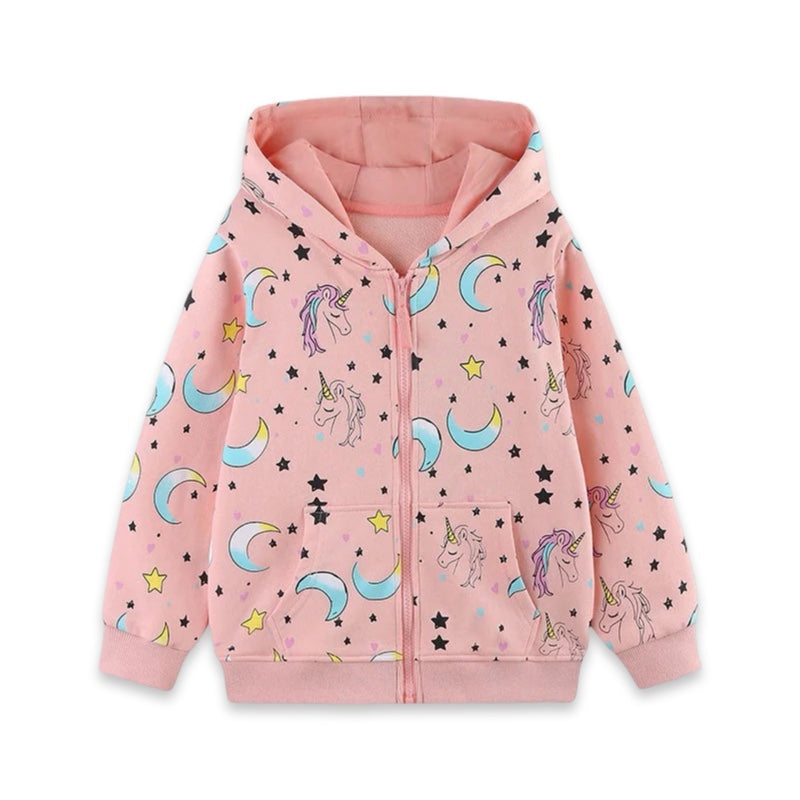 Girls Pink Unicorn Zip Hoodie  girls clothing YAG Boutique