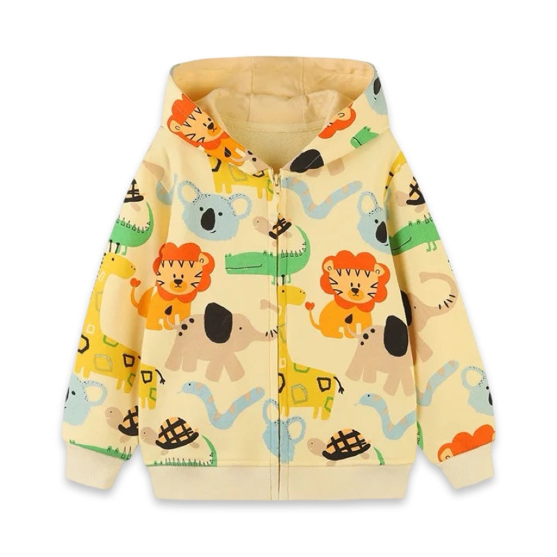 Safari Jungle Animal Zip Hoodie for Kids  kids clothing YAG Boutique