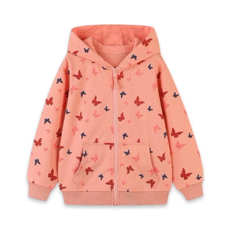 Girls Coral Butterfly Zip Hoodie  girls clothing YAG Boutique