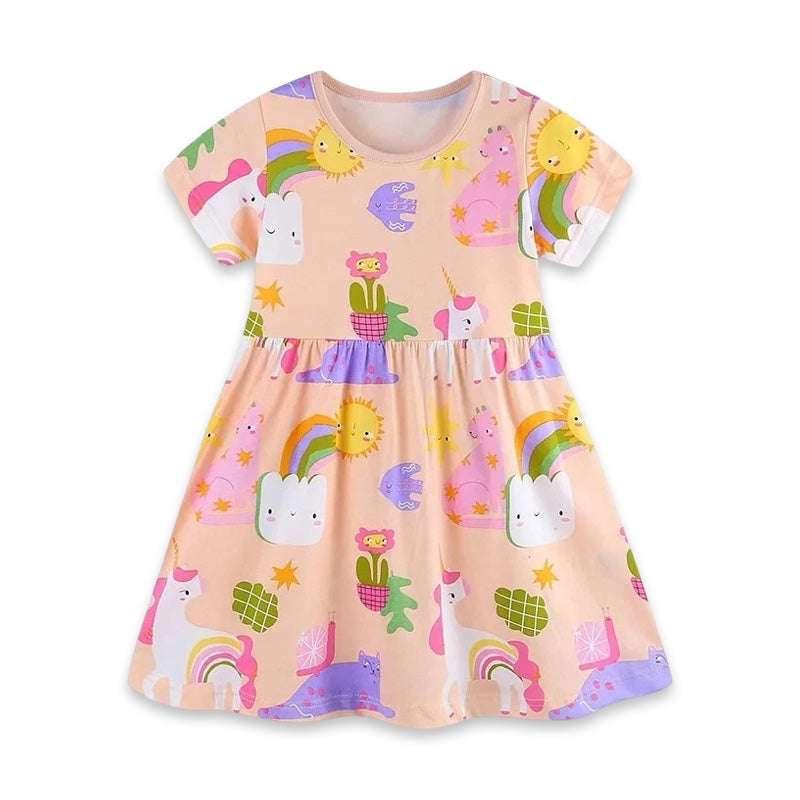 Girls Rainbow Unicorn Sunshine Dress  girls clothing YAG Boutique