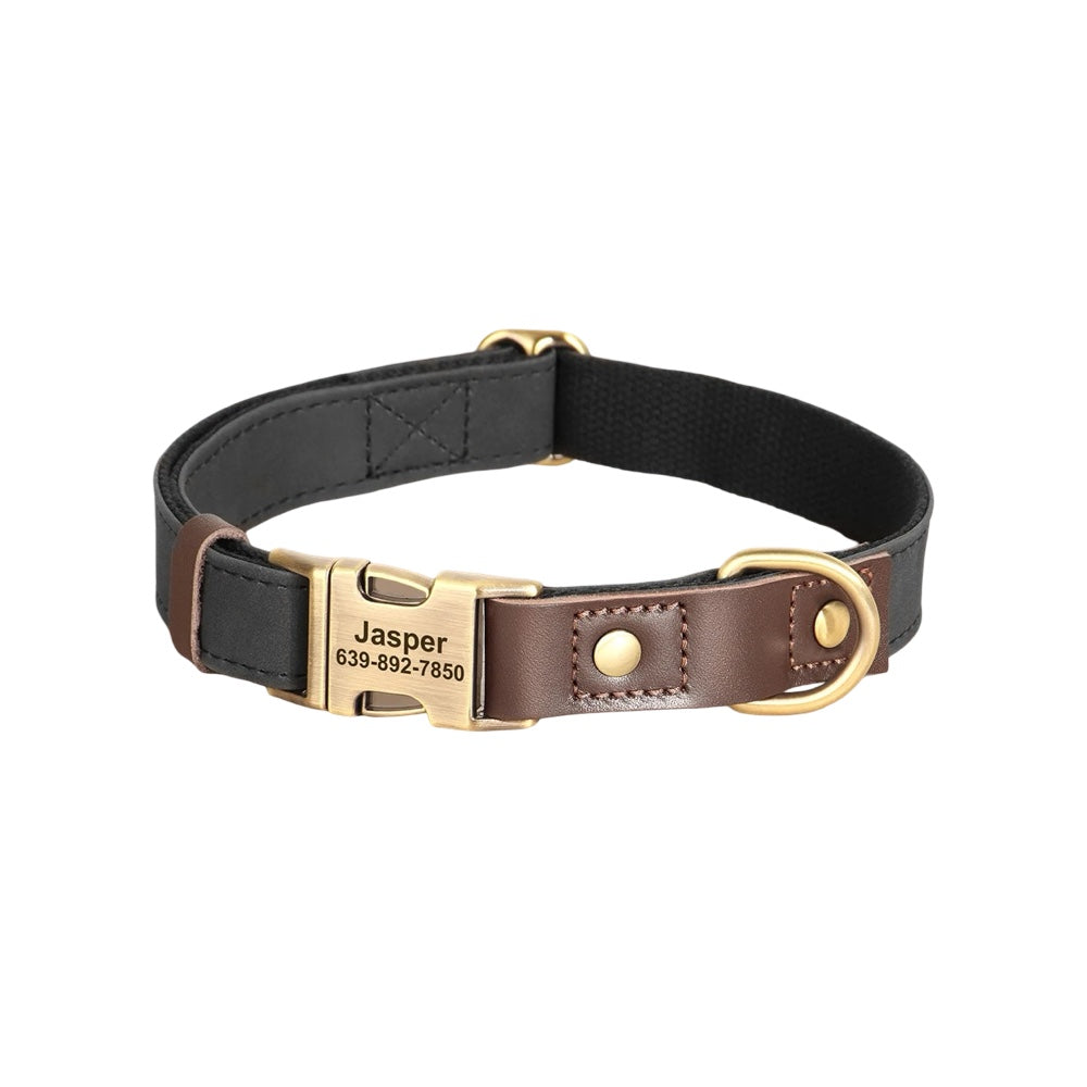 Classic PU Leather Personalised Pet Collar Duo Colour  pet accessories YAG Boutique