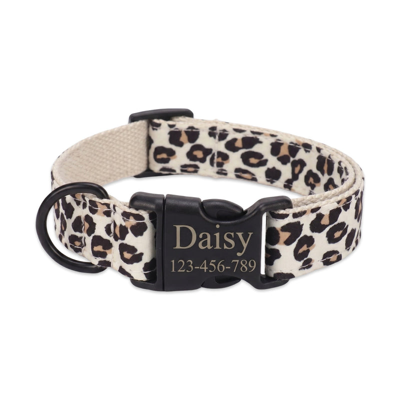 Personalized Leopard Print Dog Collar and Leash Set  pet accessories YAG Boutique