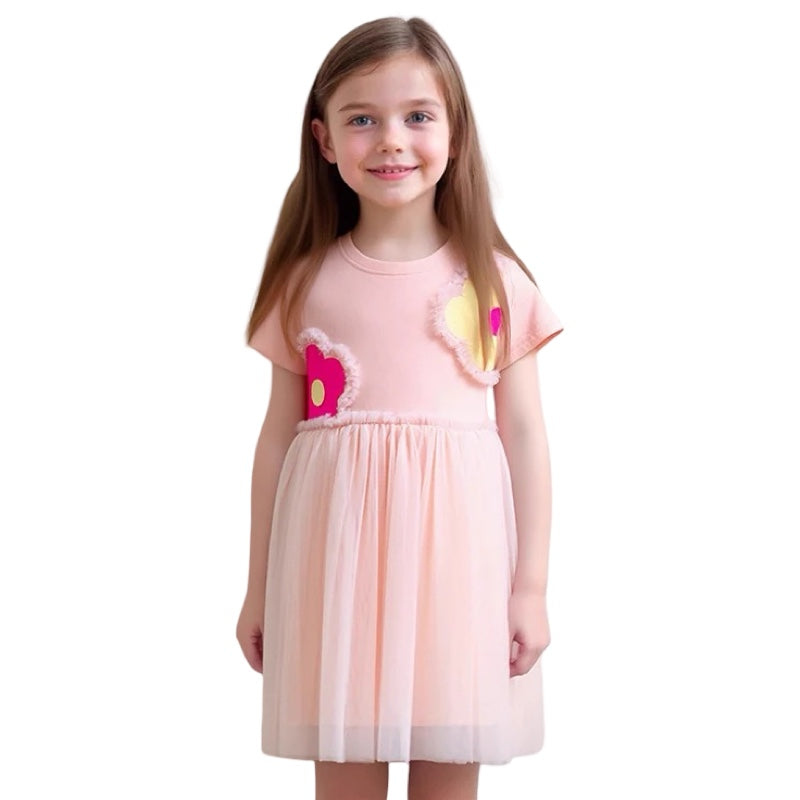 Girls Pink Flower Tulle Dress  girls clothing YAG Boutique