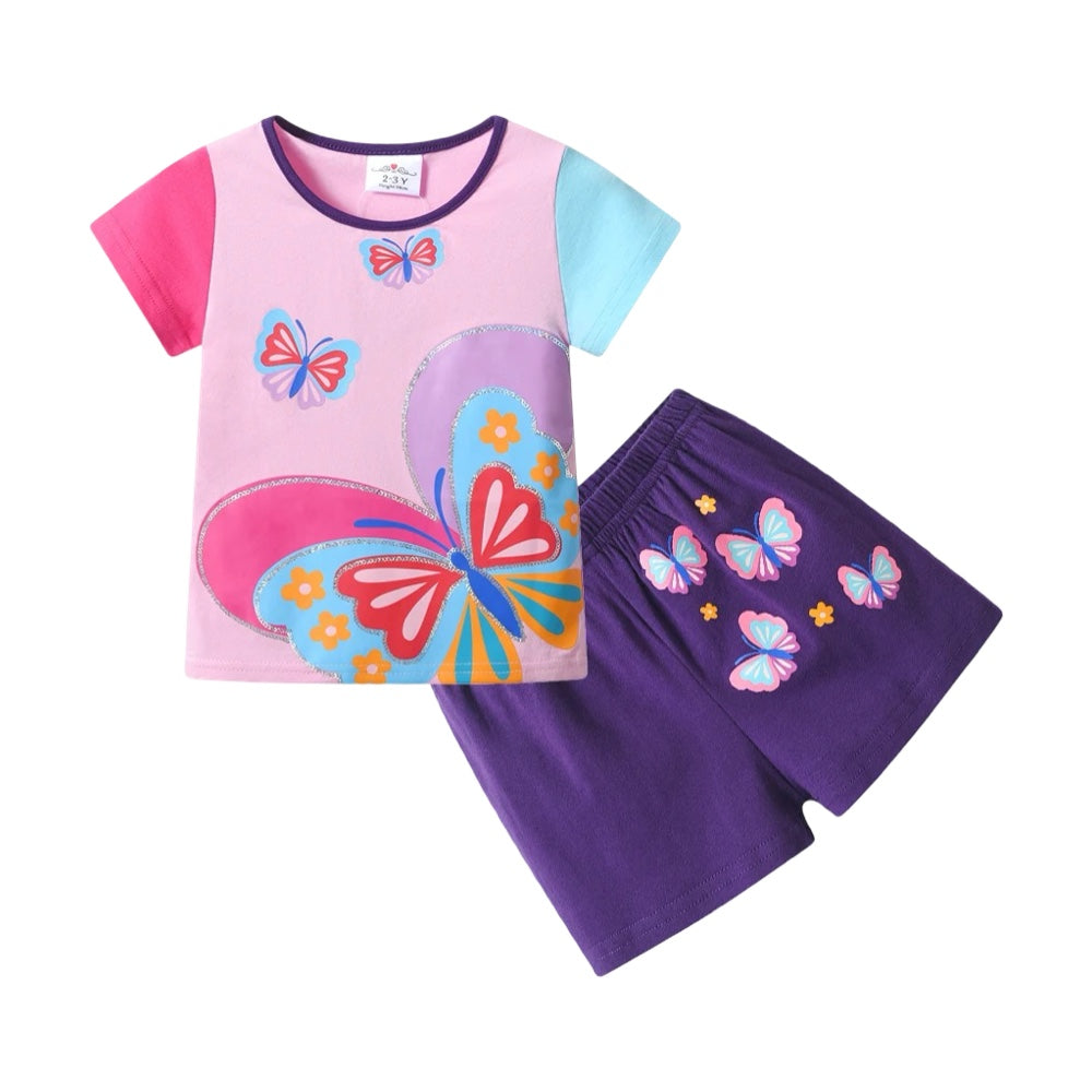 Girls Butterfly Summer Outfit Set  girls clothing YAG Boutique