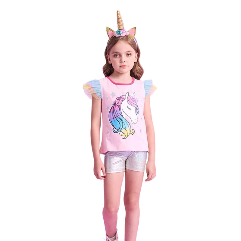 Girls Rainbow Unicorn Summer Set  girls clothing YAG Boutique