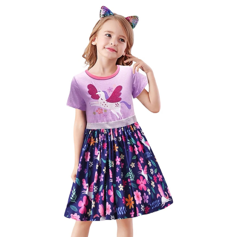 Girls Unicorn Floral Twirl Dress  girls clothing YAG Boutique