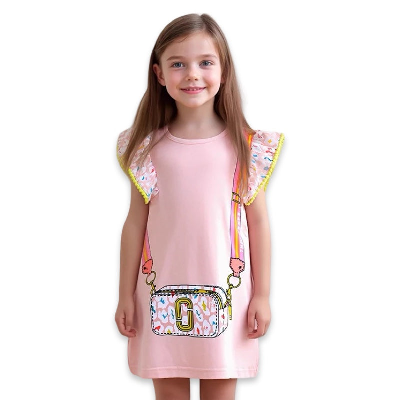 Girls Pink Crossbody Bag Print Dress  girls clothing YAG Boutique