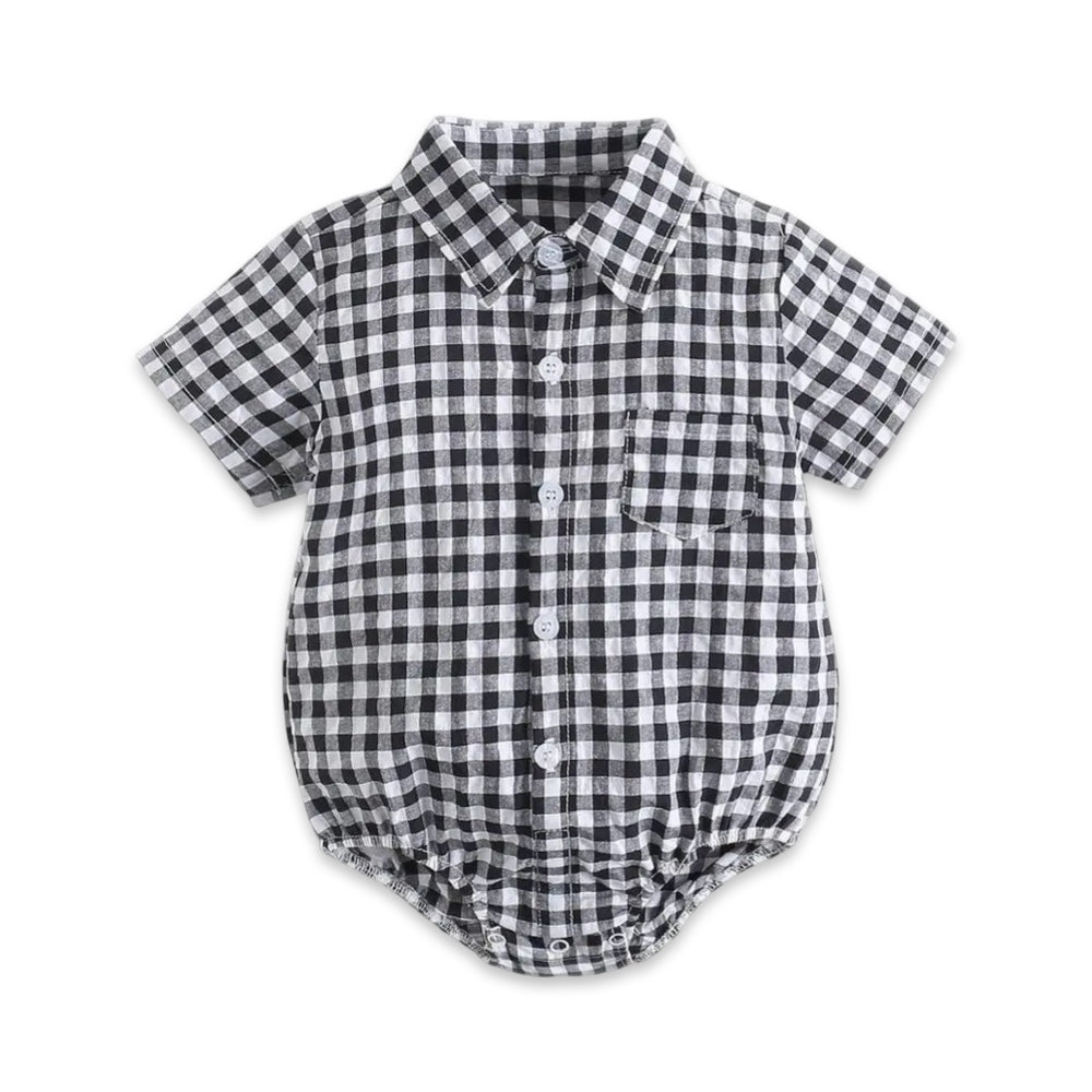Baby Boys Gingham Button-Up Romper  baby clothing YAG Boutique
