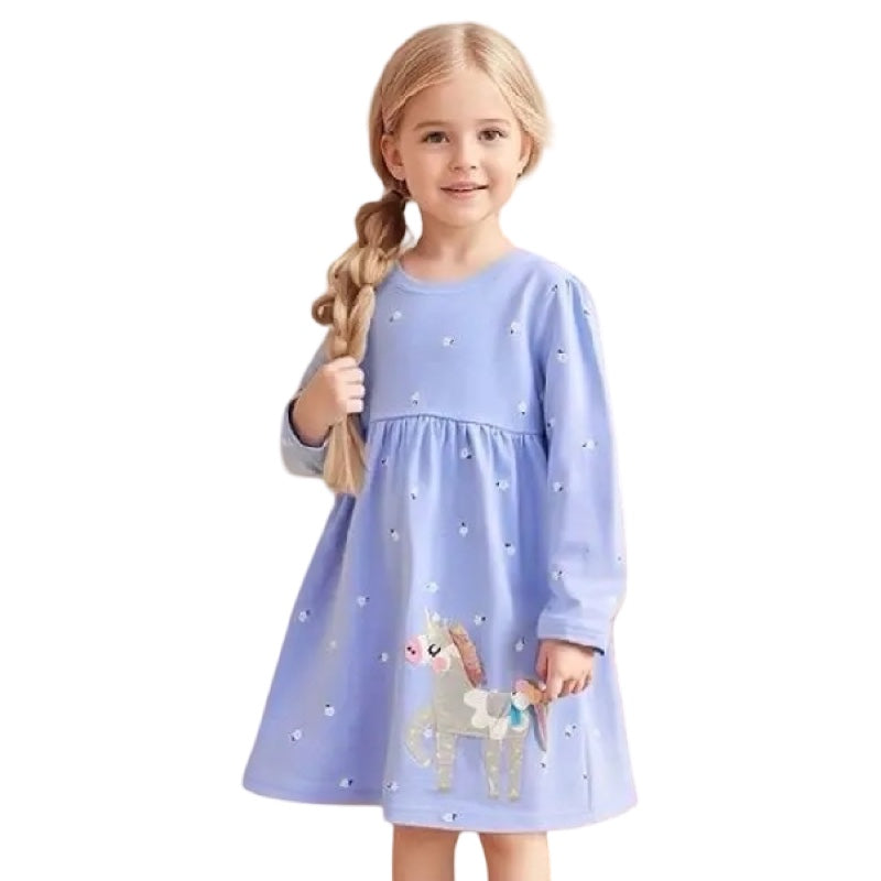 Girls Unicorn Long Sleeve Dress  girls clothing YAG Boutique