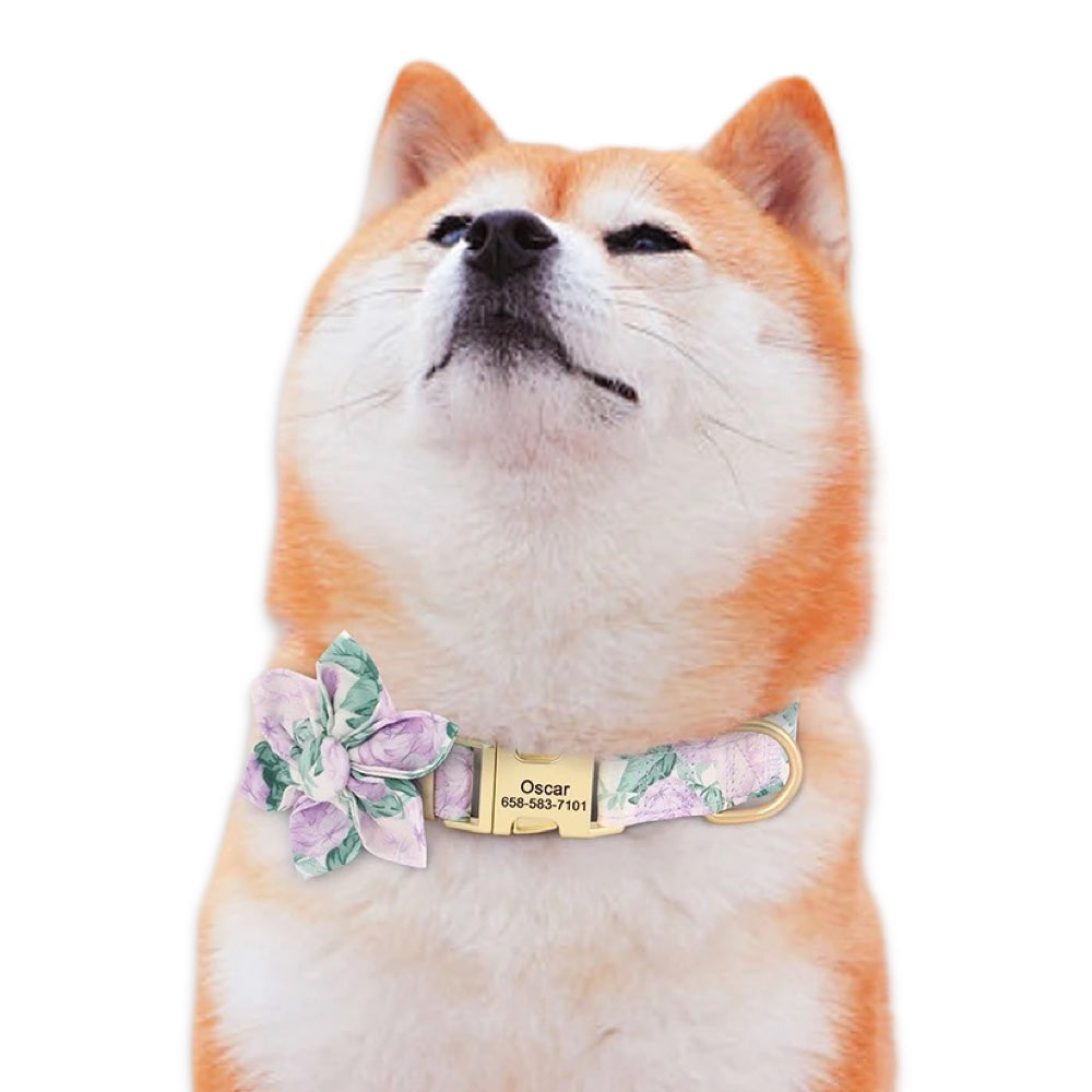 Personalised Floral Dog Collar  pet accessories YAG Boutique