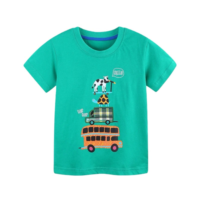 Boys Adventure Print T-Shirt & Plaid Shorts Set  kids clothing YAG Boutique