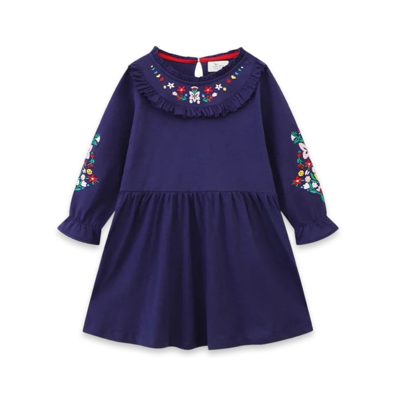 Girls Embroidered Long Sleeve Dress  girls clothing YAG Boutique
