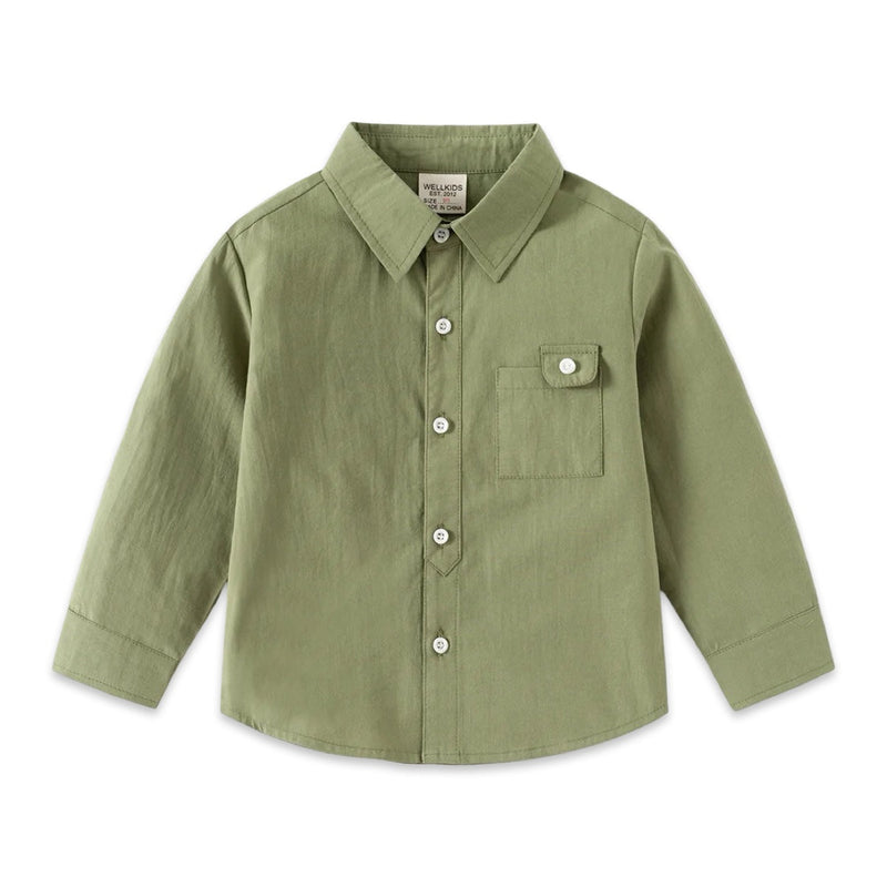 Boys Classic Long Sleeve Cotton Shirt  kids clothing YAG Boutique