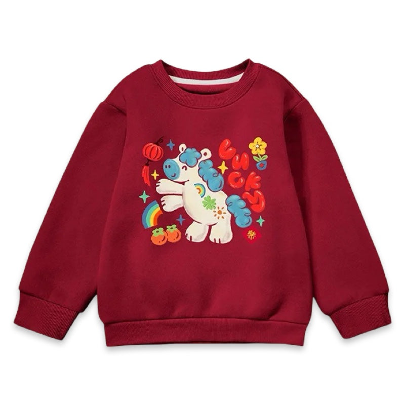 Lucky Year of the Horse Red Kids Warmer Sweater  kids clothing YAG Boutique