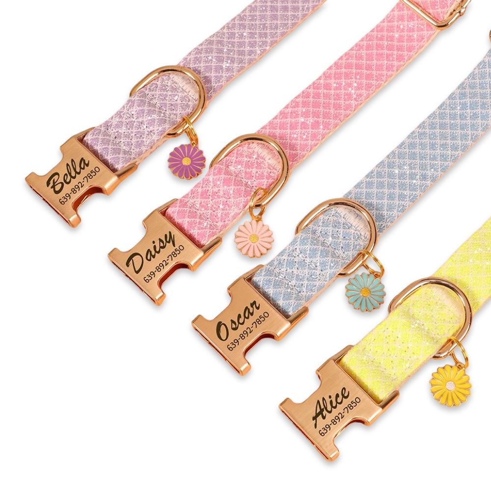 Personalised Floral Dog Collar with Name Tag  pet accessories YAG Boutique