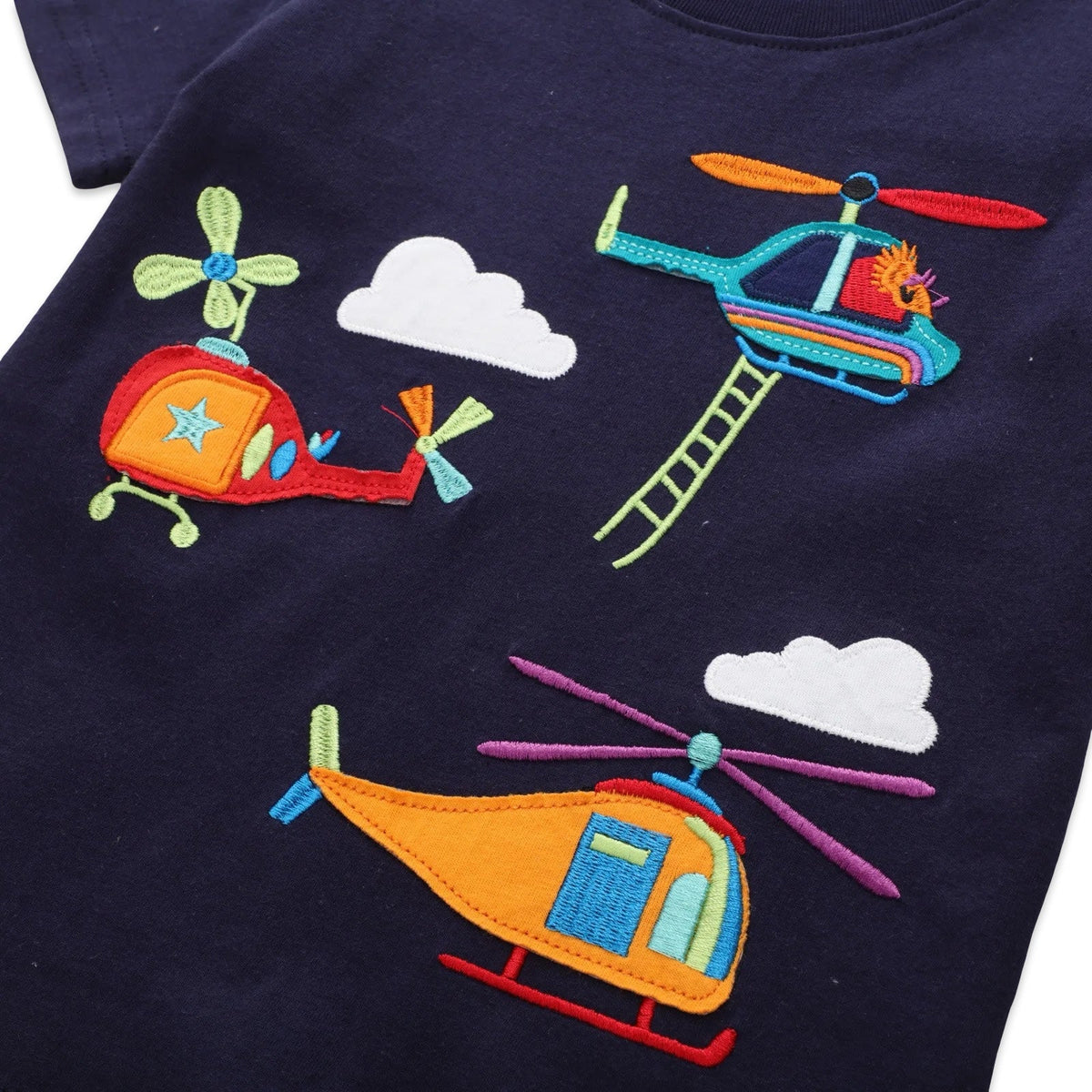 Boys Navy Helicopter Appliqué T-Shirt  kids clothing YAG Boutique