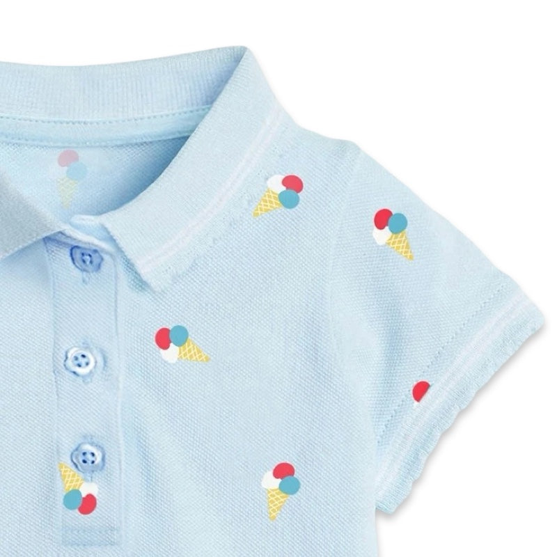 Girls Blue Ice Cream Print Polo Dress  girls clothing YAG Boutique