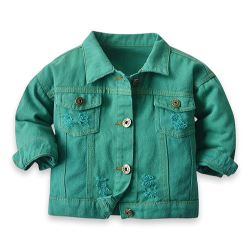 Kids Distressed Colour Denim Jacket  kids clothing YAG Boutique