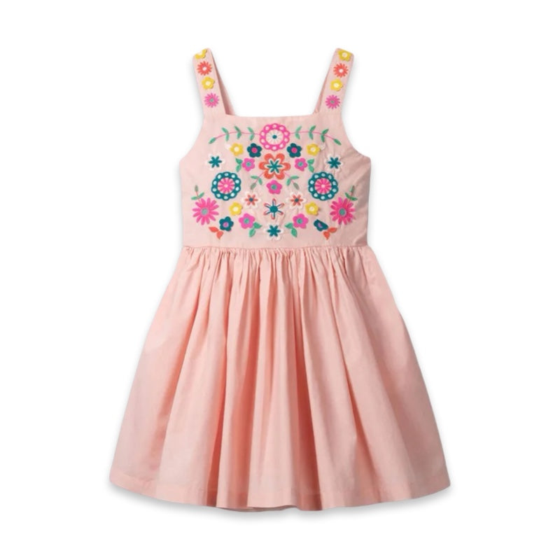 Girls Floral Embroidered Cotton Pinafore Dress  girls clothing YAG Boutique