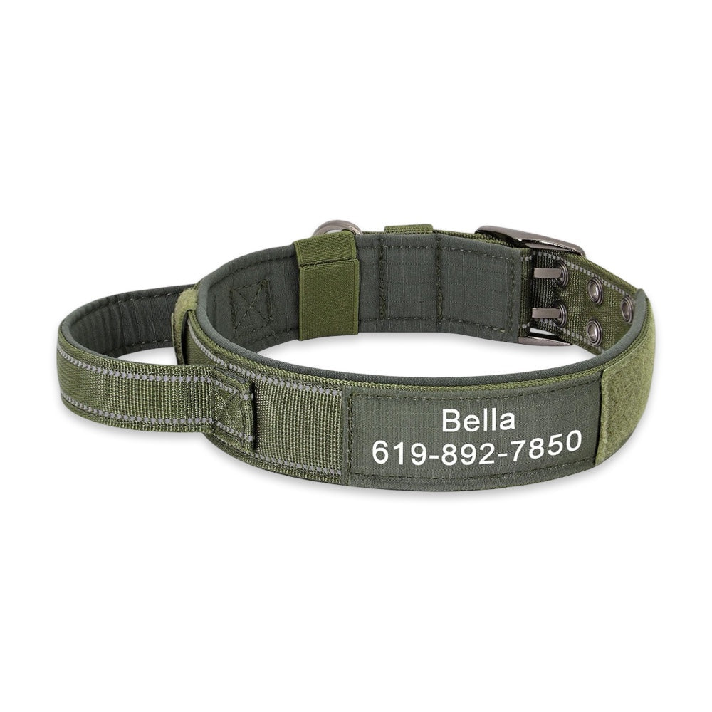 Tactical Pro Custom Personalised Dog Collar with Control Handle  pet accessories YAG Boutique