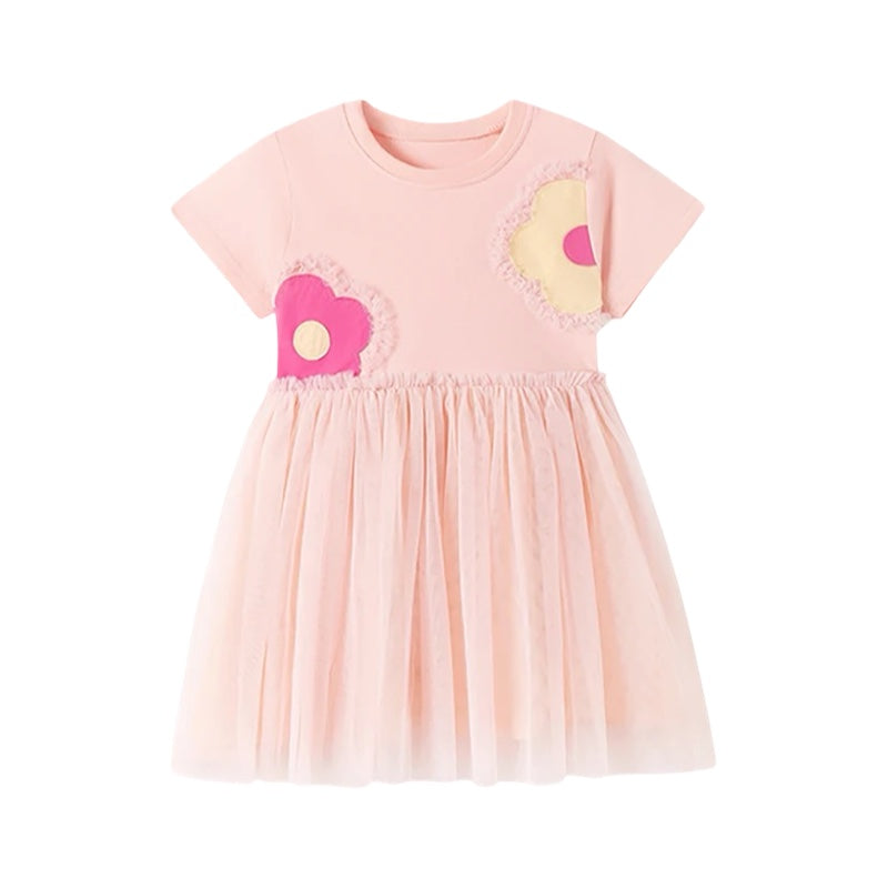 Girls Pink Flower Tulle Dress  girls clothing YAG Boutique