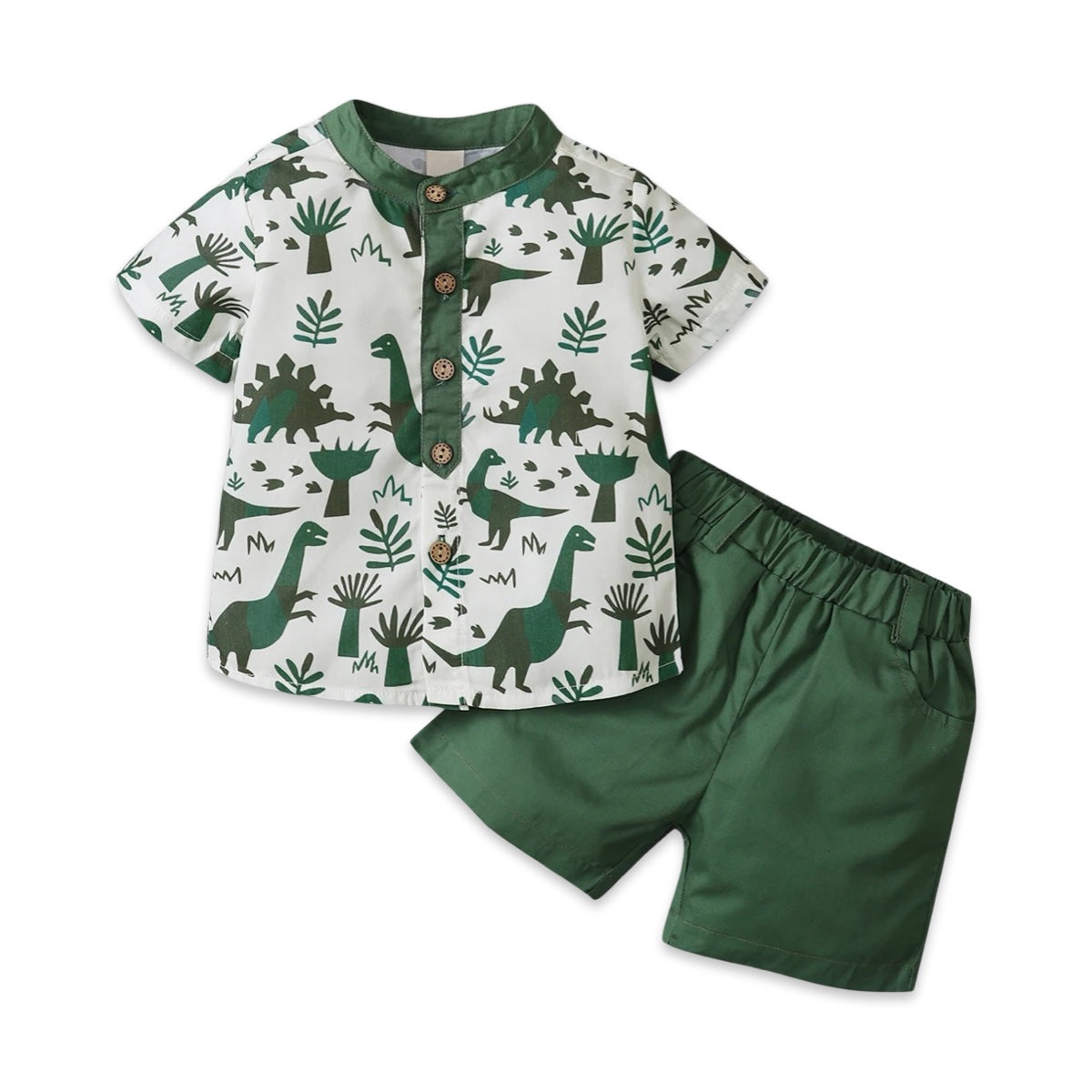 Boys Green Dinosaur Summer Outfit Set  kids clothing YAG Boutique