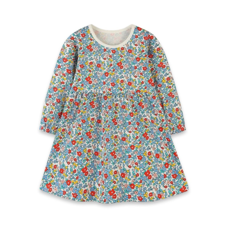 Color Bloom Long Sleeve Girls Floral Dress  girls clothing YAG Boutique