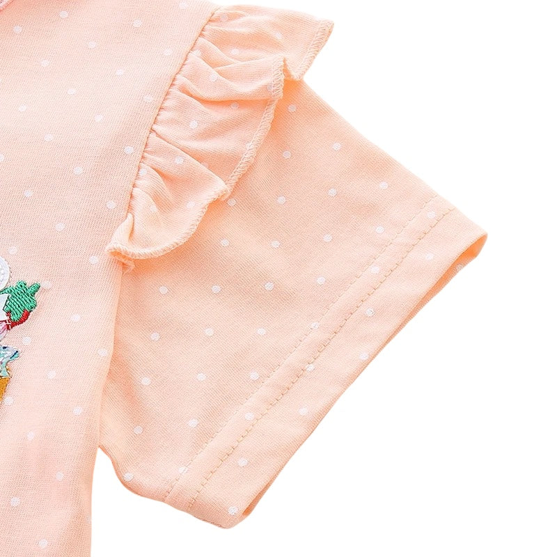 Peach Ice Cream Embroidered Summer Dress for Girls  girls clothing YAG Boutique