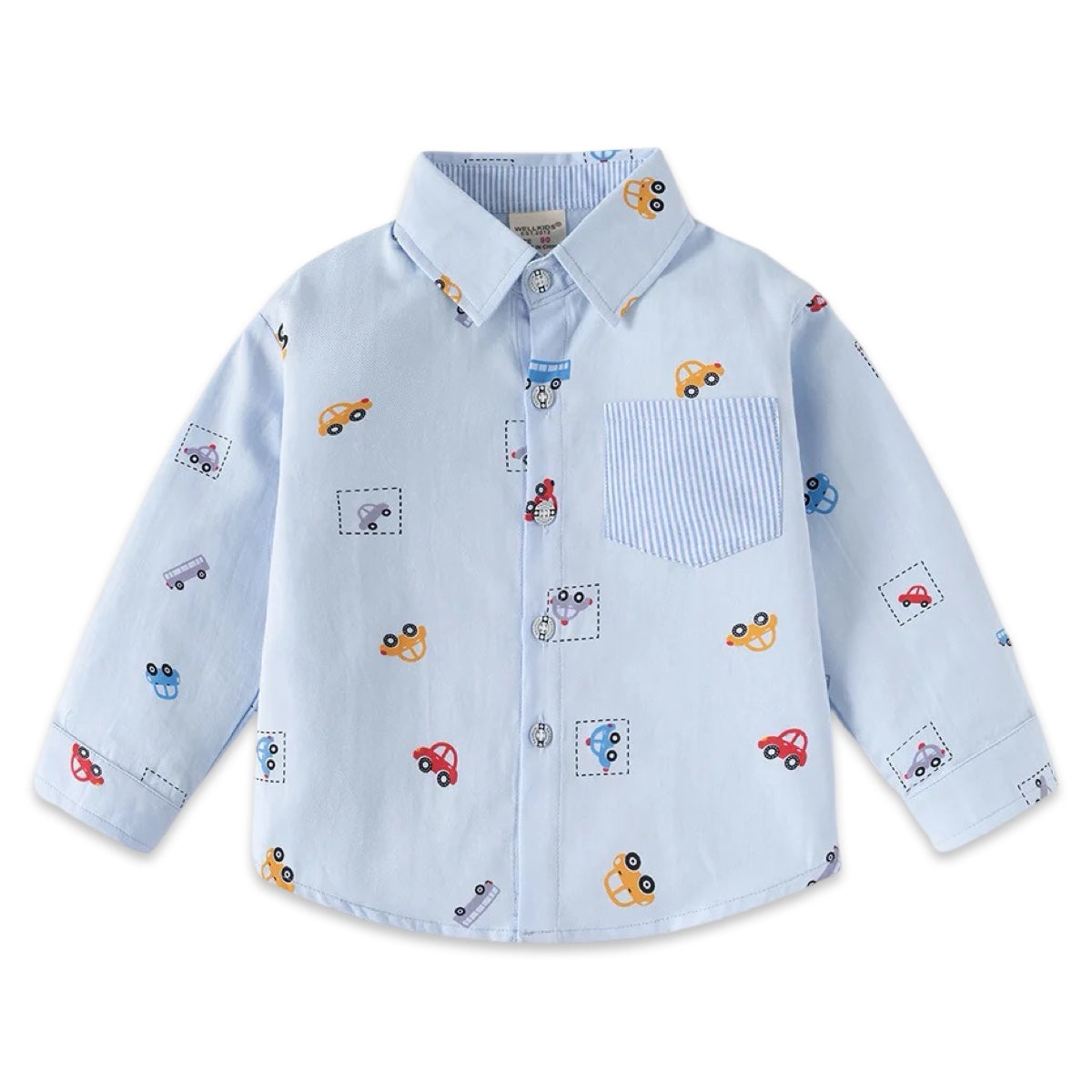Boys Transport Print Long Sleeve Button Shirt  kids clothing YAG Boutique