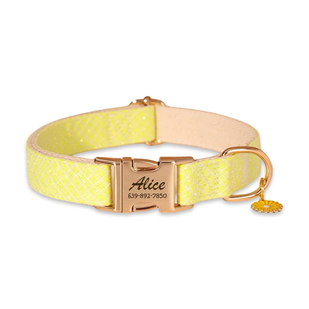 Personalised Floral Dog Collar with Name Tag  pet accessories YAG Boutique