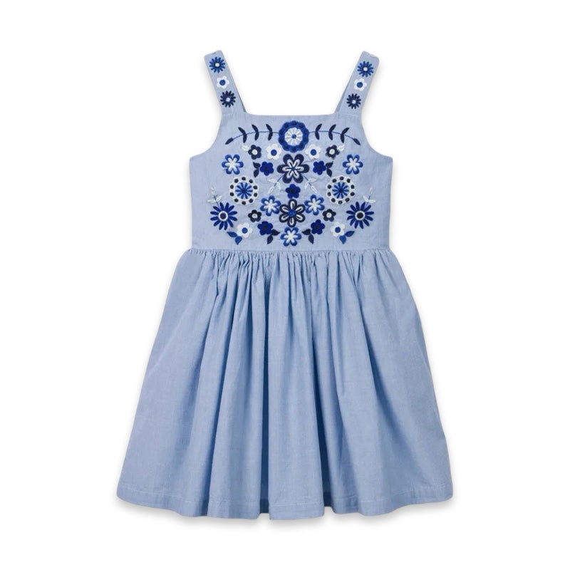 Girls Floral Embroidered Cotton Pinafore Dress  girls clothing YAG Boutique