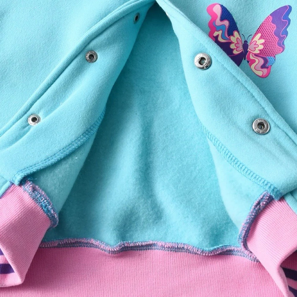 Girls' Butterfly Patch Varsity Bomber Jacket  girls clothing YAG Boutique