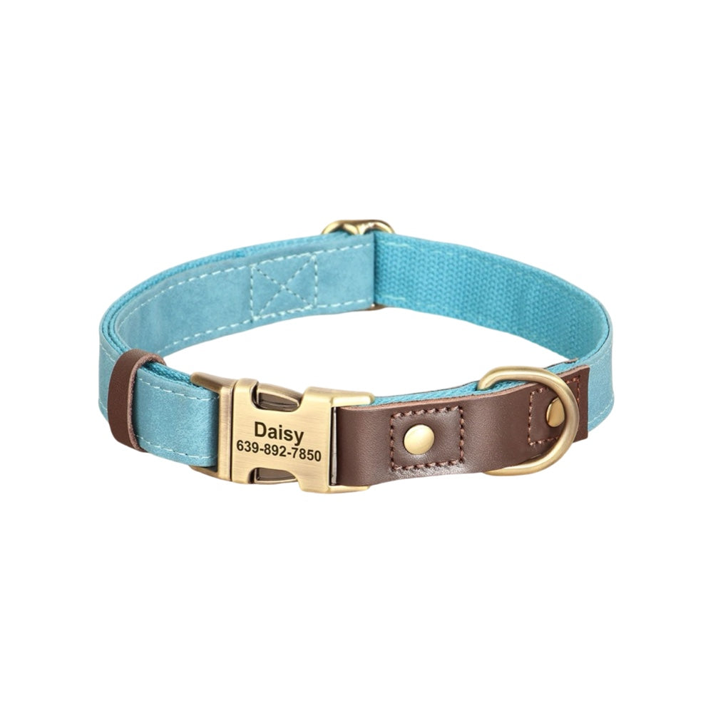 Classic PU Leather Personalised Pet Collar Duo Colour  pet accessories YAG Boutique
