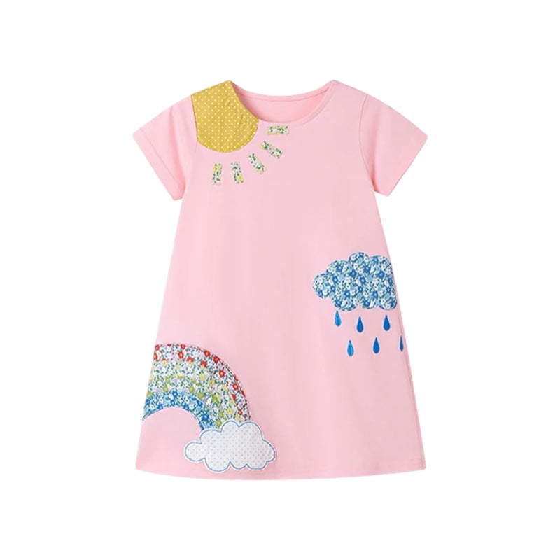 Girls Rainbow & Sunshine Cotton Dress  girls clothing YAG Boutique