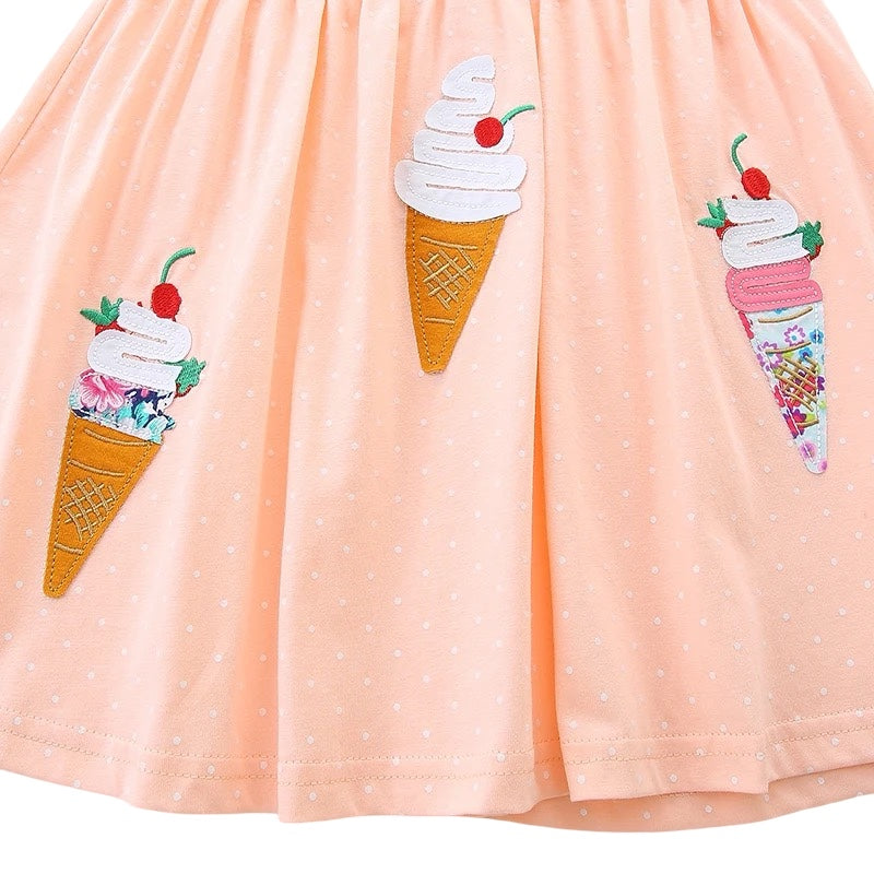 Peach Ice Cream Embroidered Summer Dress for Girls  girls clothing YAG Boutique