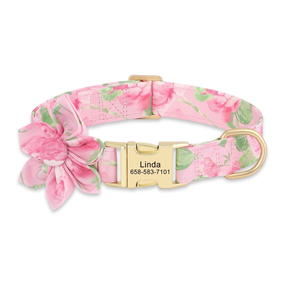Personalised Floral Dog Collar  pet accessories YAG Boutique