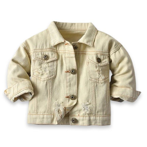 Kids Distressed Colour Denim Jacket  kids clothing YAG Boutique