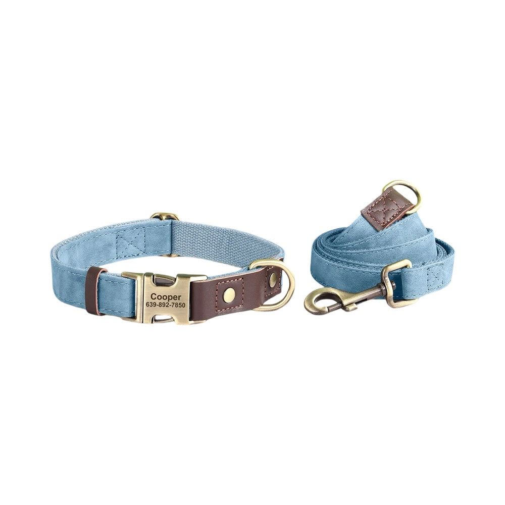 Classic PU Leather Personalised Pet Collar Duo Colour  pet accessories YAG Boutique