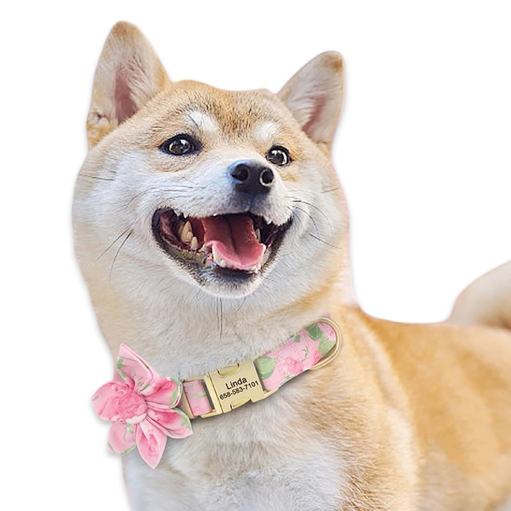 Personalised Floral Dog Collar  pet accessories YAG Boutique
